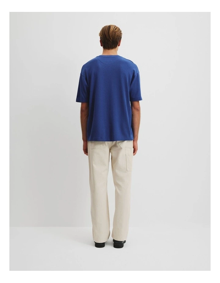 Relaxed Fit Cotton Blend Textured T-shirt in Ultra Marine image 4