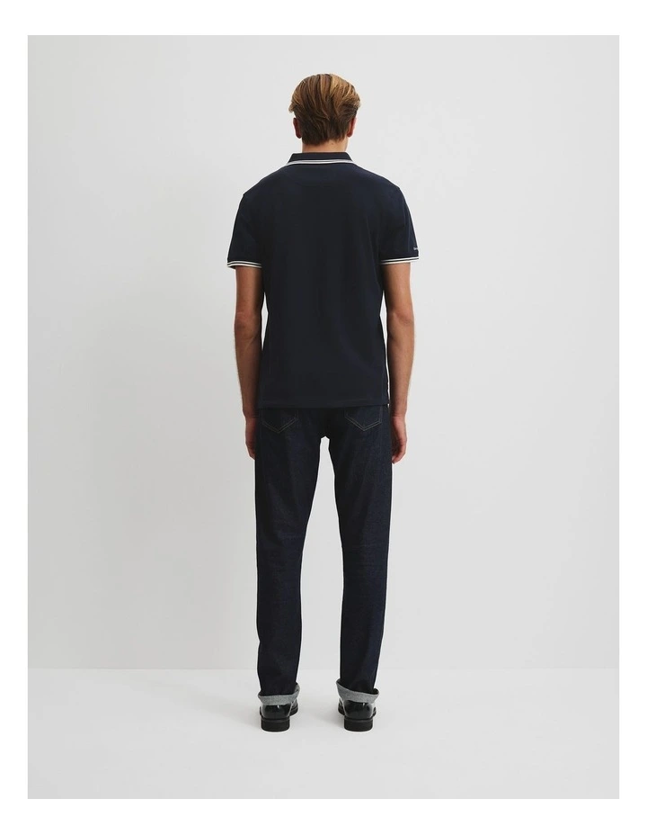 Australian Cotton CR Logo Pique Polo in Navy image 4