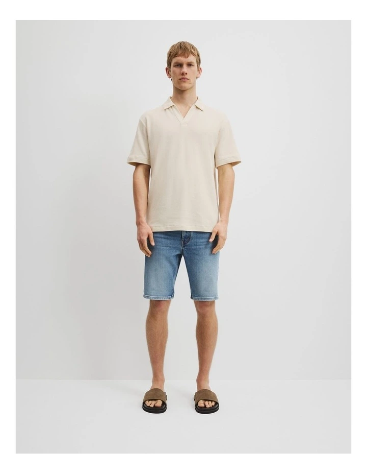 Australian Cotton Relaxed Waffle Polo in Oat image 1