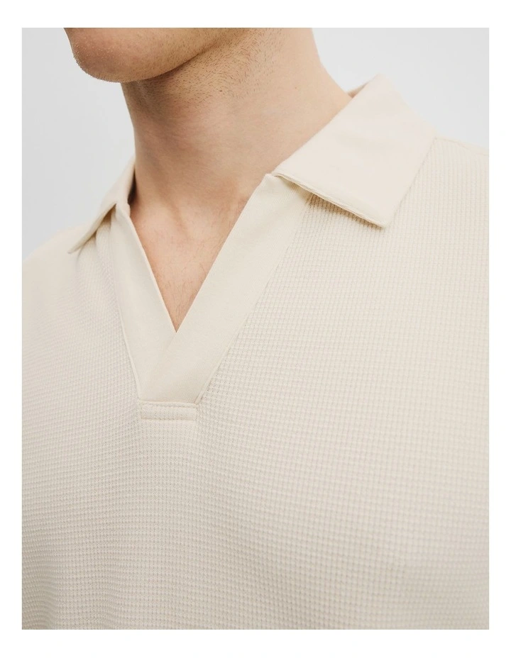 Australian Cotton Relaxed Waffle Polo in Oat image 3