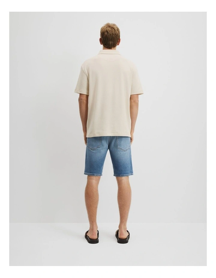 Australian Cotton Relaxed Waffle Polo in Oat image 4