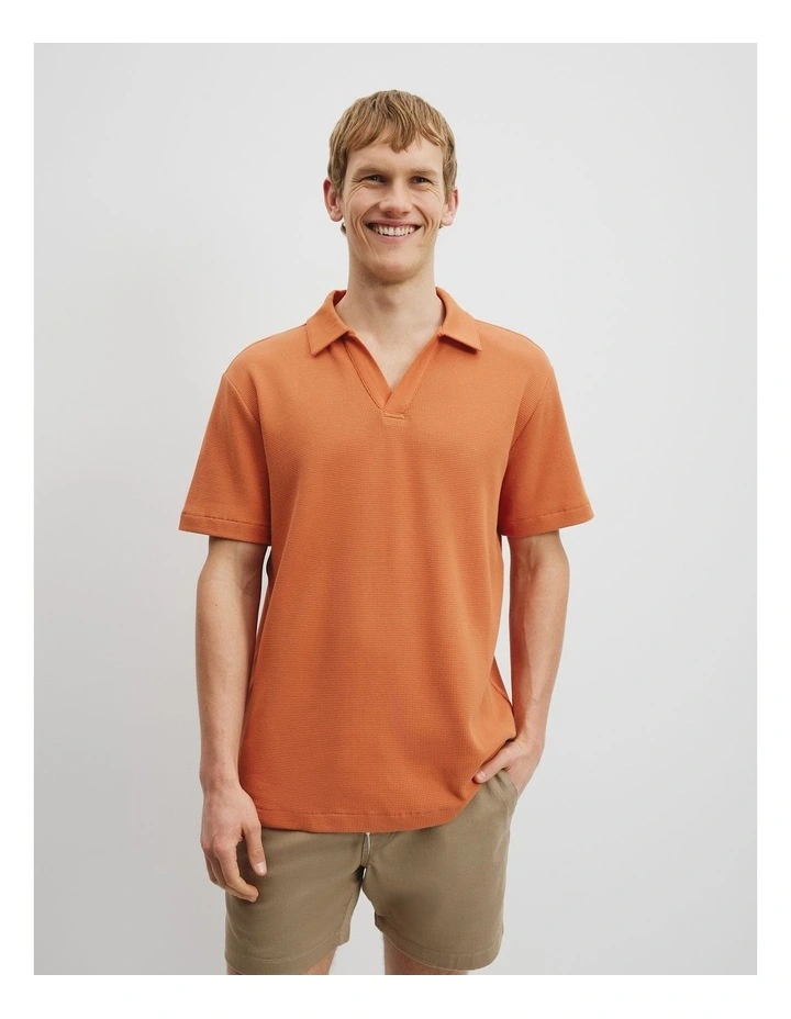 Australian Cotton Relaxed Waffle Polo in Marmalade image 1