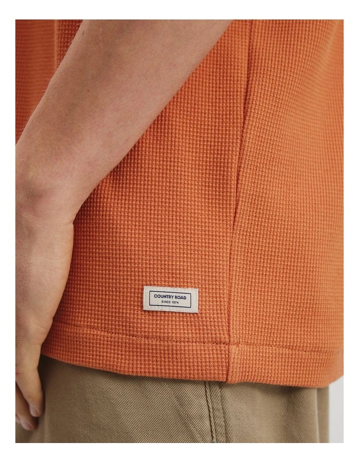 Australian Cotton Relaxed Waffle Polo in Marmalade image 2