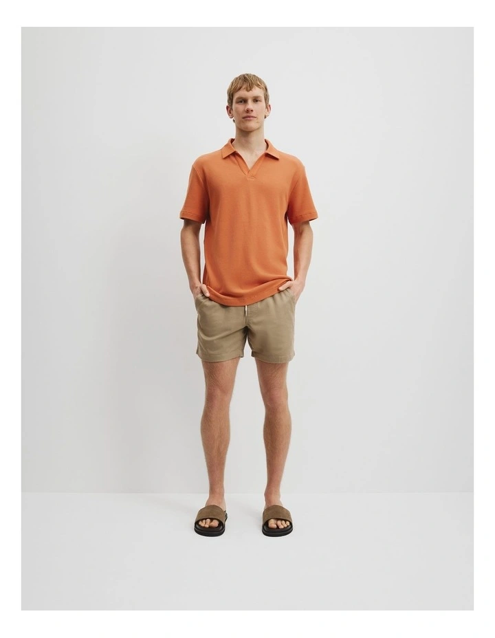 Australian Cotton Relaxed Waffle Polo in Marmalade image 3