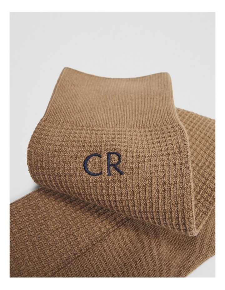 Australian Cotton Blend Cr Waffle Crew Sock Pack Of 2 in Navy image 2