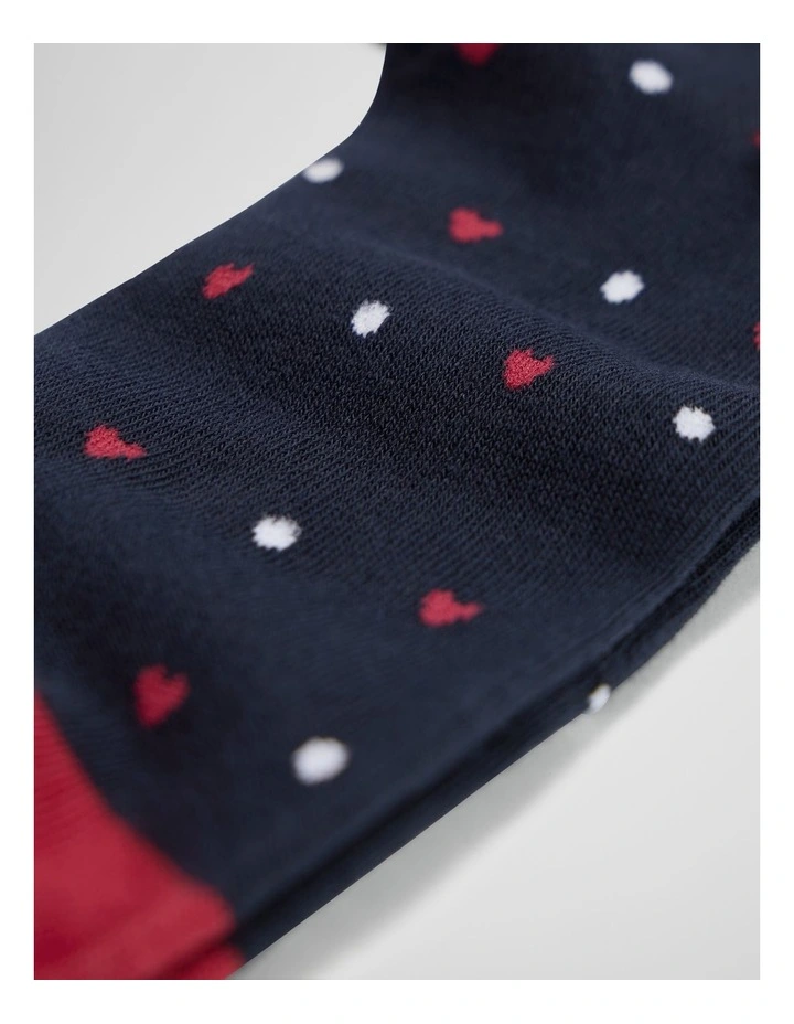 Australian Cotton Blend Heart Sock in Navy image 2