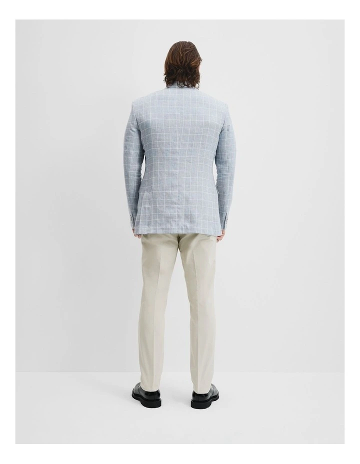 Slim Fit Linen Prince Of Wales Blazer in Blue image 4