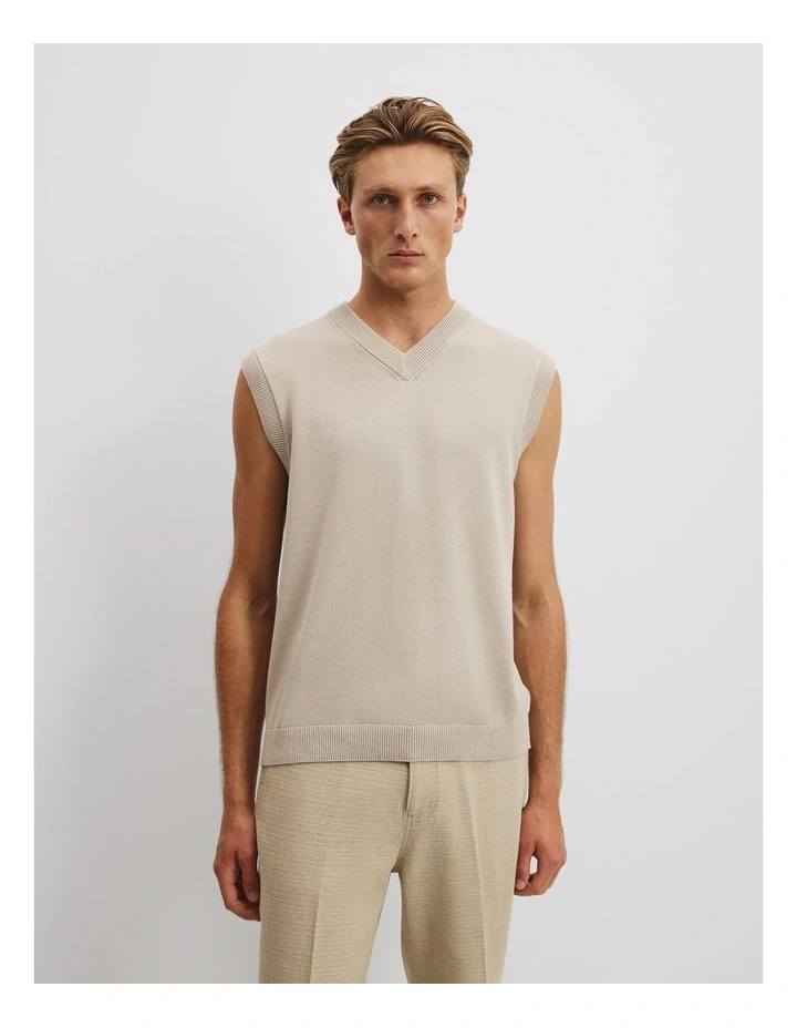 Australian Cotton V-Neck Knit Vest in Smoke image 5