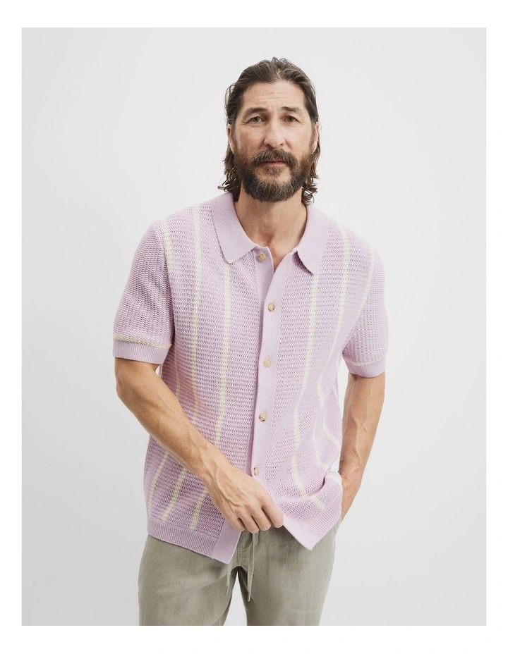 Cotton Textured Knit Shirt in Wisteria image 1