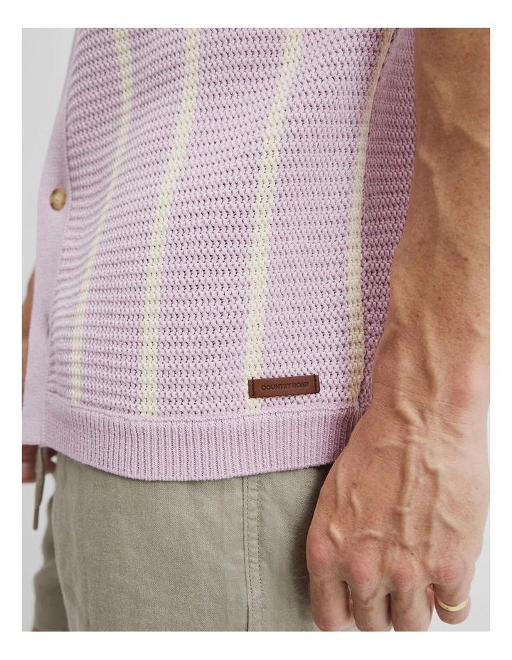 Cotton Textured Knit Shirt in Wisteria image 3