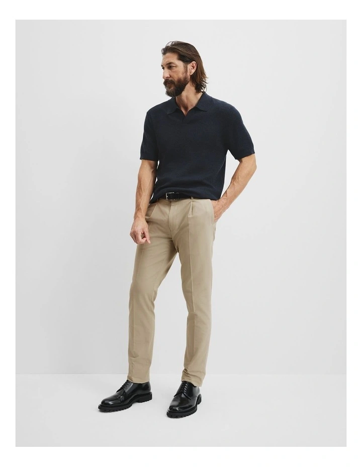 Merino Rib Trophy Polo in Navy Melange image 3