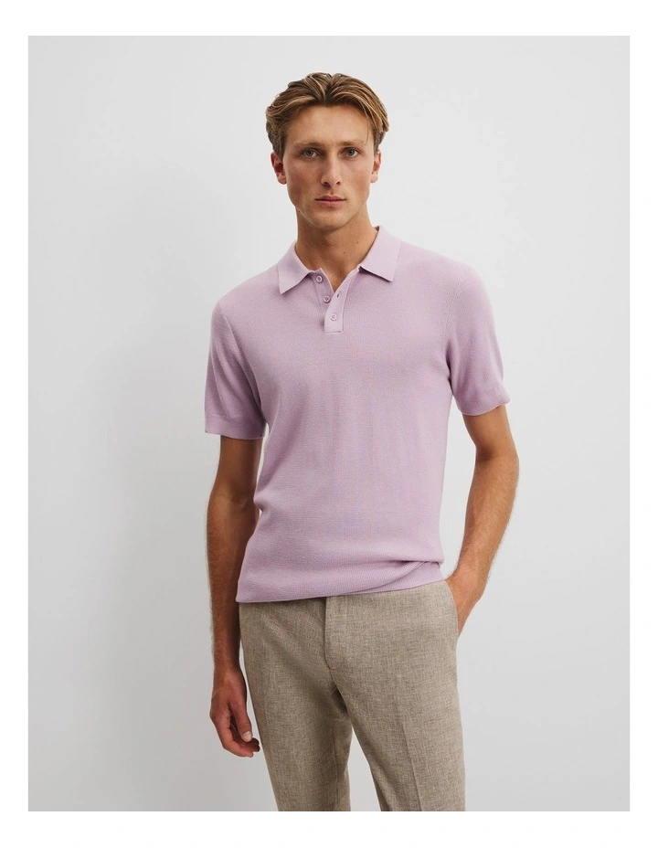 Verified Australian Merino Rib Button Polo in Heather image 1