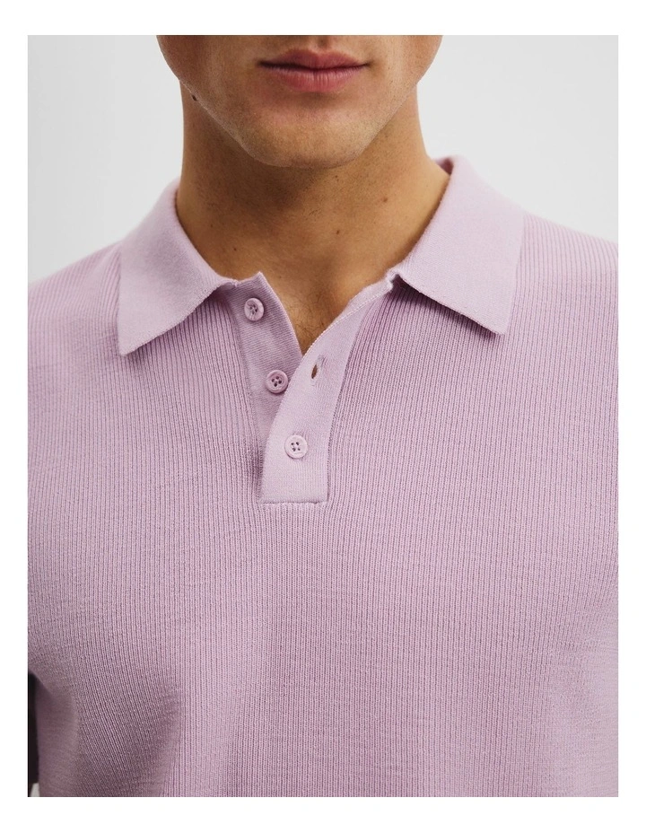 Verified Australian Merino Rib Button Polo in Heather image 2