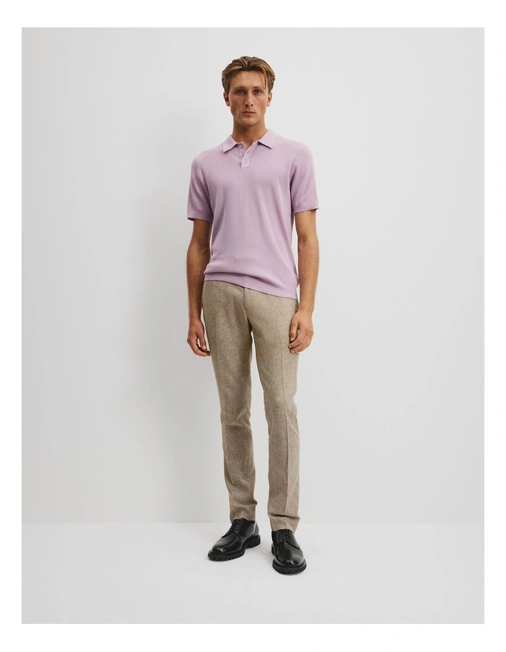 Verified Australian Merino Rib Button Polo in Heather image 3