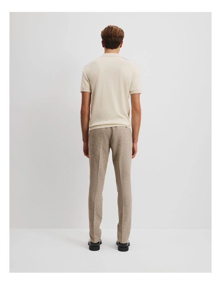 Cotton Silk Panel Zip Polo in Navy Multi image 4