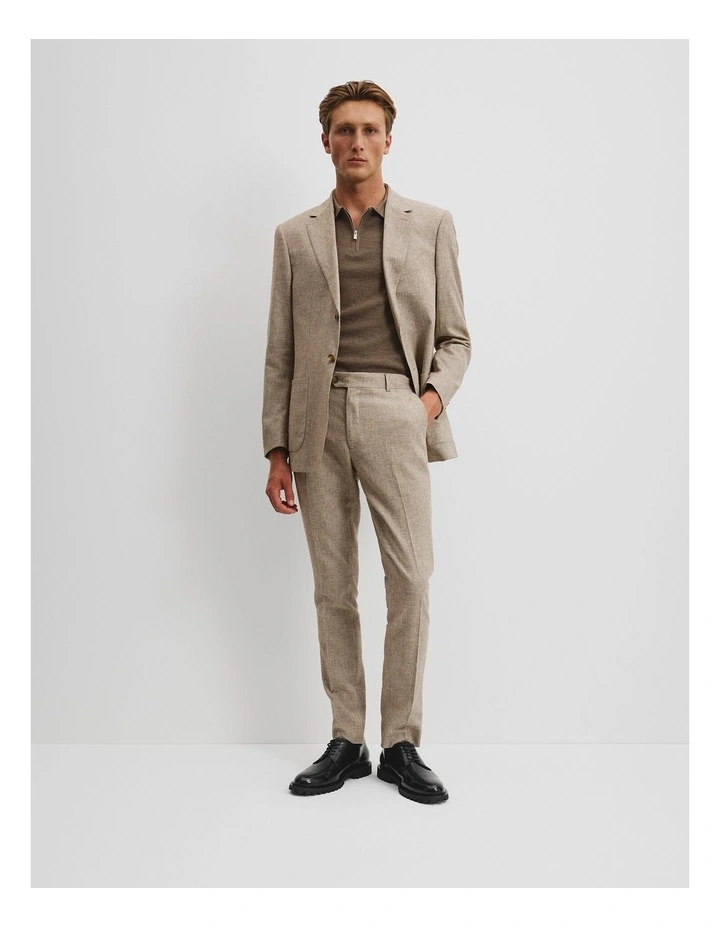 Tapered Fit Linen Cotton Textured Pant in Dark Stone image 1