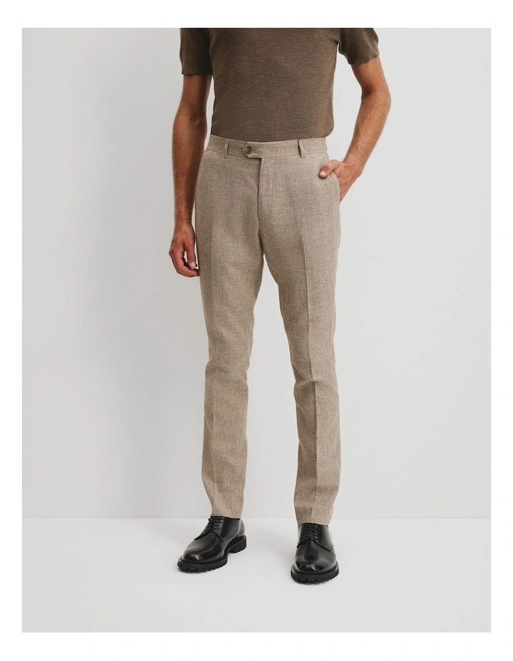 Tapered Fit Linen Cotton Textured Pant in Dark Stone image 2