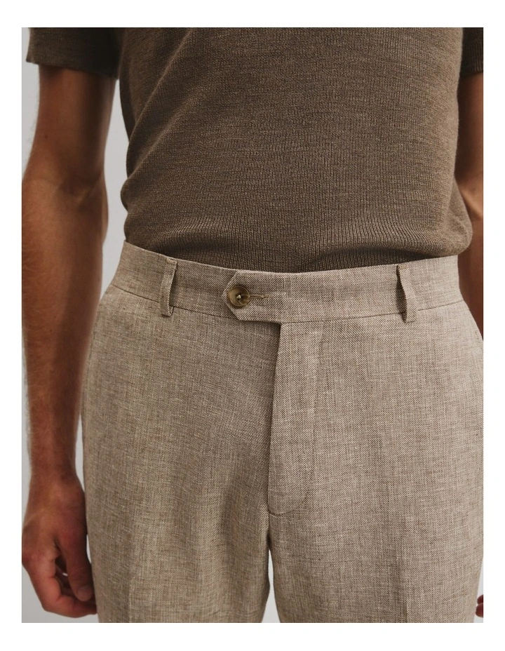Tapered Fit Linen Cotton Textured Pant in Dark Stone image 3