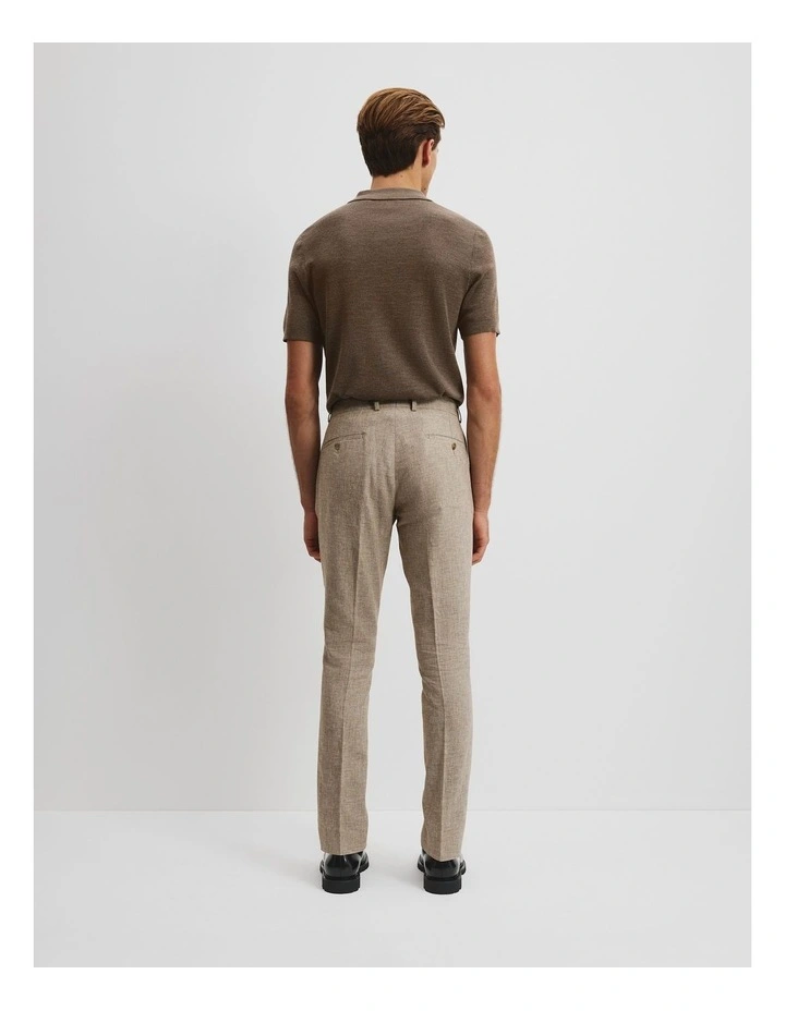 Tapered Fit Linen Cotton Textured Pant in Dark Stone image 4
