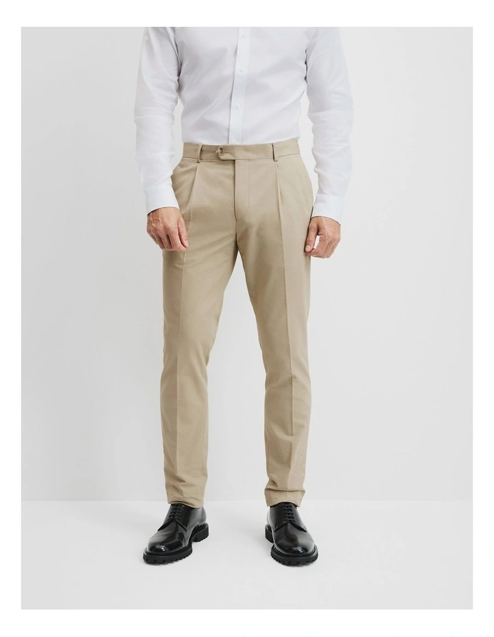 Cotton Pleat Pant in Taupe image 2