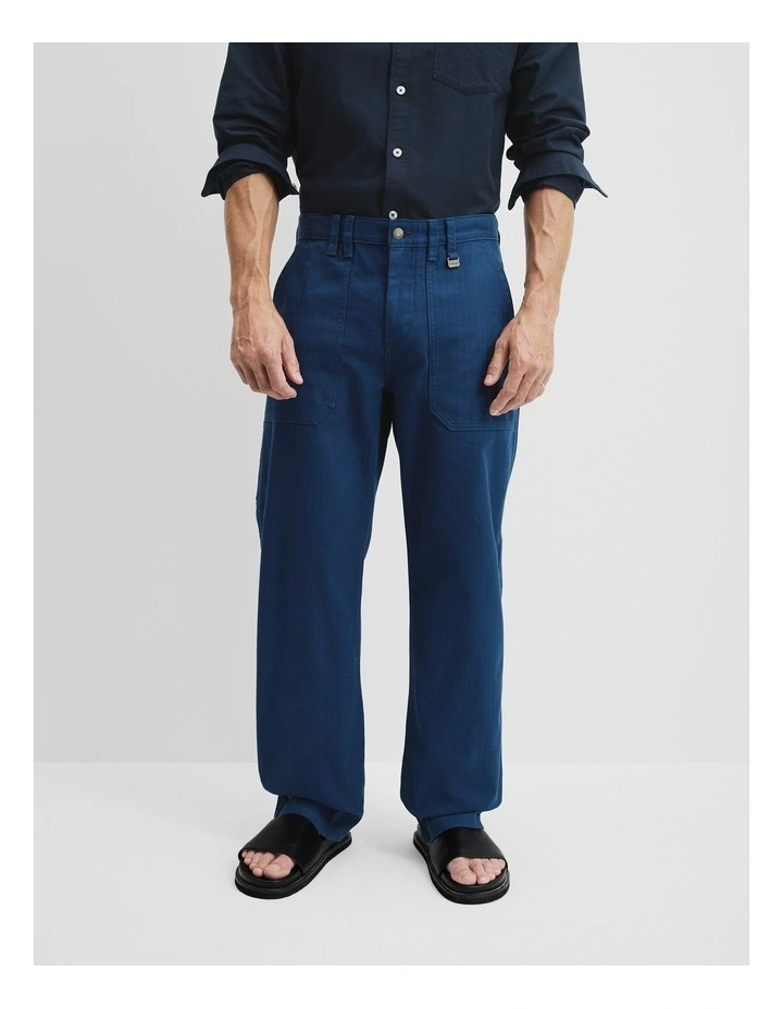 Herringbone Carpenter Pant in Airforce Blue image 2