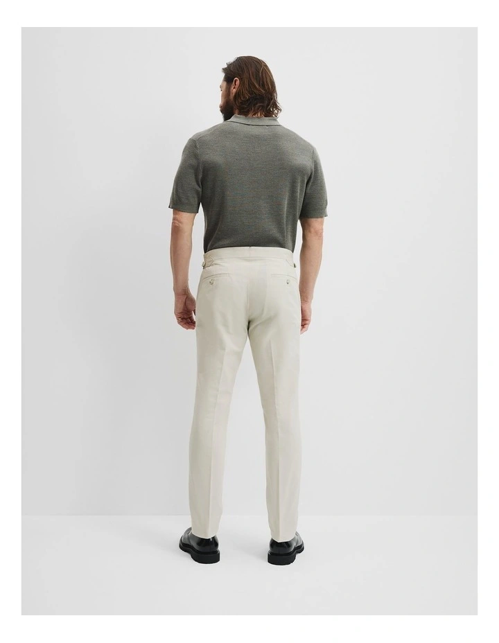 Cotton Pleat Buckle Pant in Off White image 4