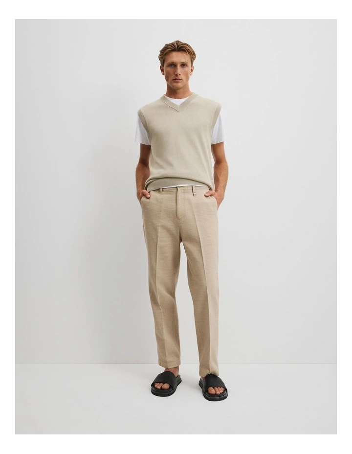 Relaxed Fit Cotton Textured Pant in Sandalwood image 1