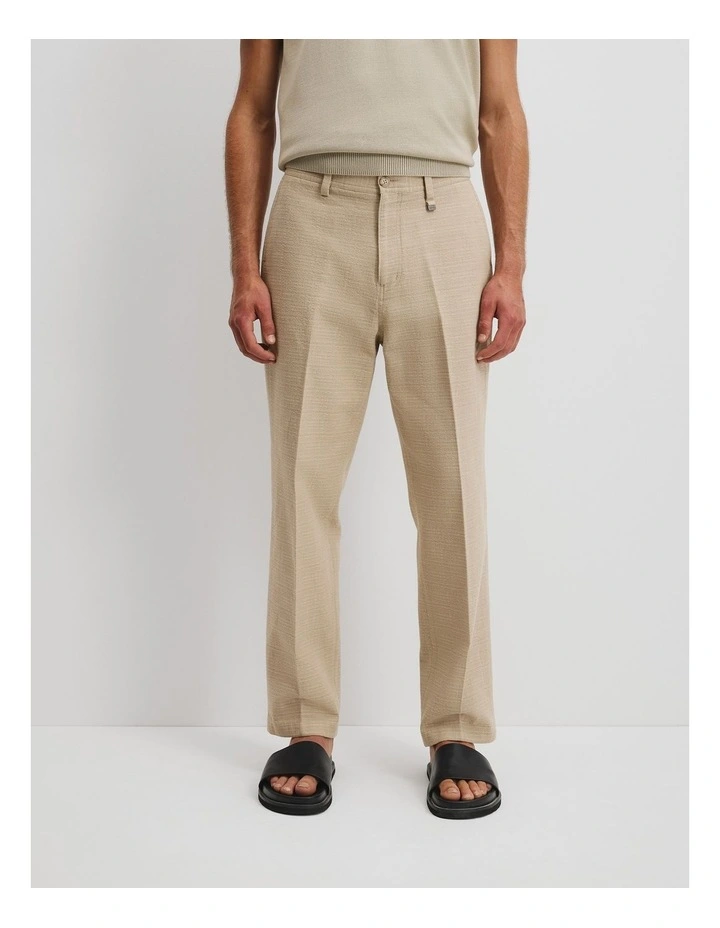 Relaxed Fit Cotton Textured Pant in Sandalwood image 2