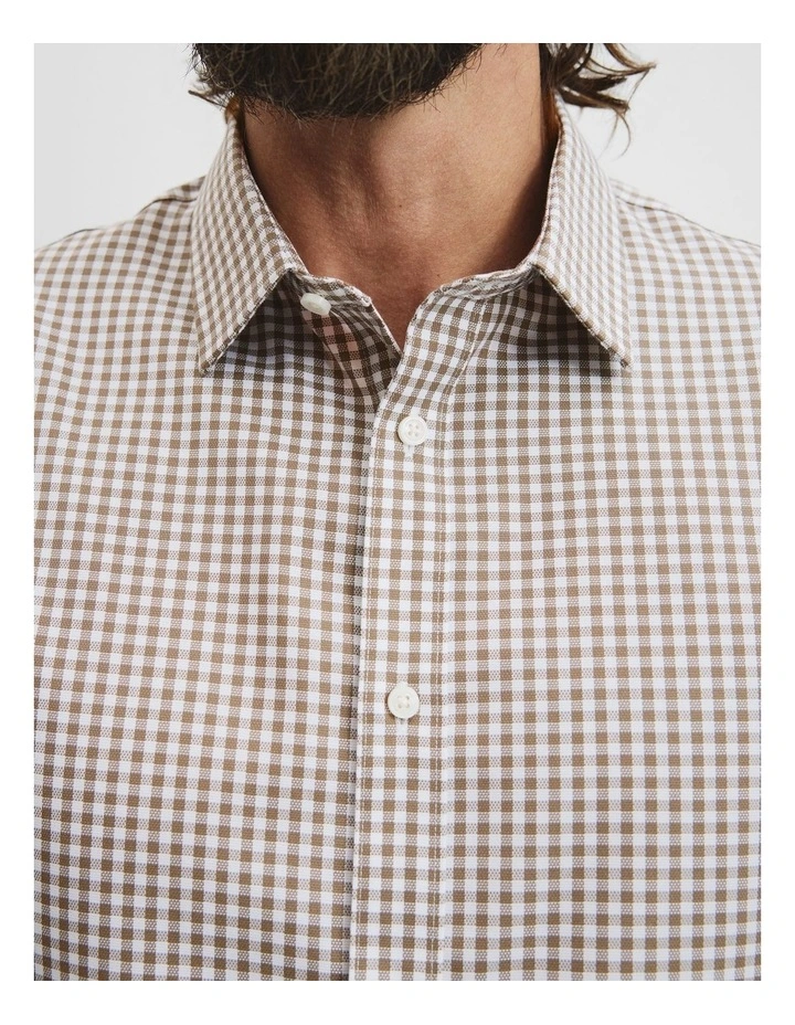 Regular Fit Gingham Travel Shirt in Chestnut image 3