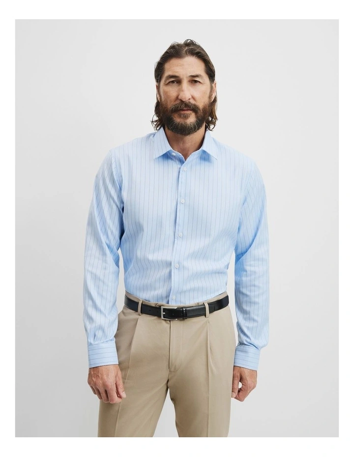 Regular Fit Textured Stripe Travel Shirt in Pale Blue image 1