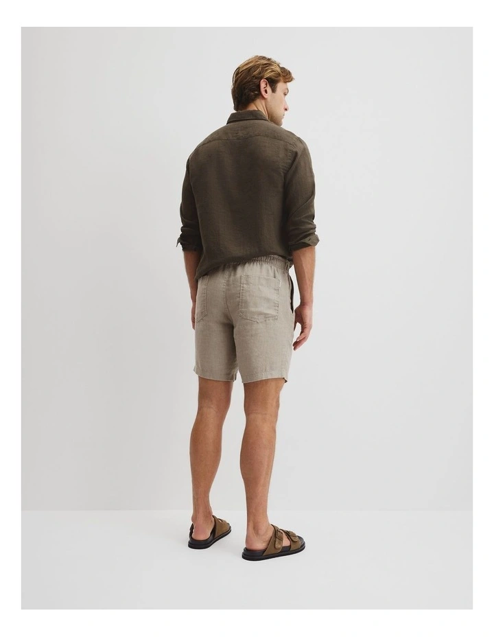 Organically Grown Linen Drawcord Shorts in Cement image 4