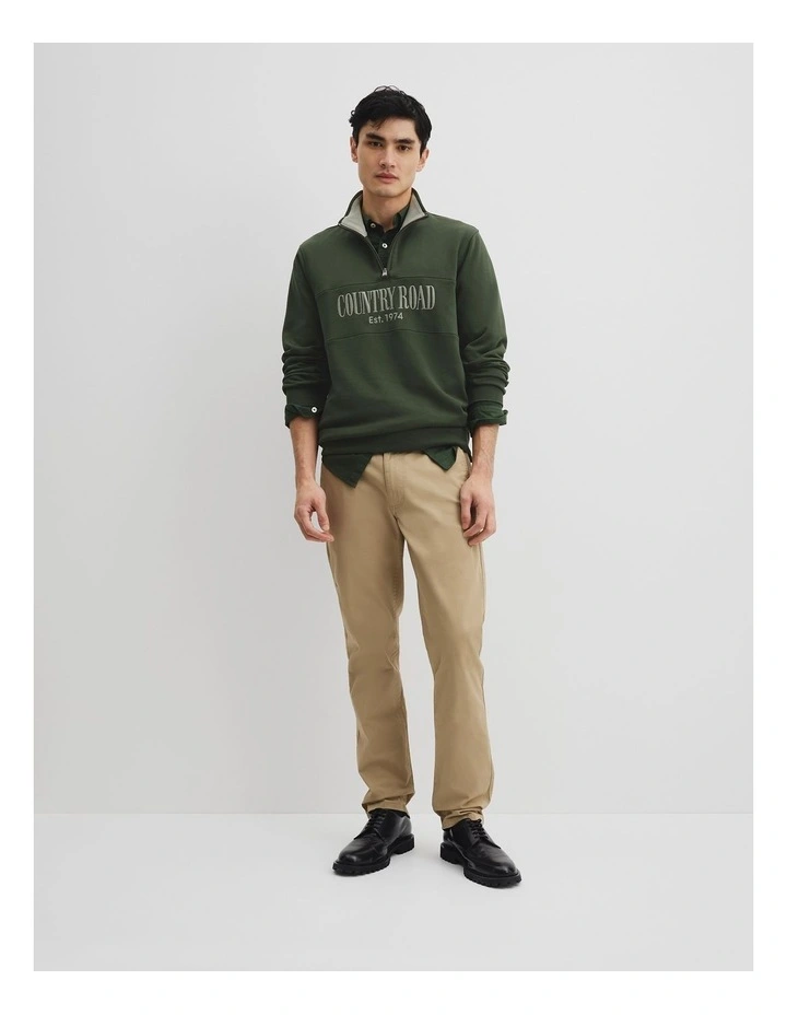 Verified Australian Cotton Half Zip Heritage Sweat in Eden Green image 3