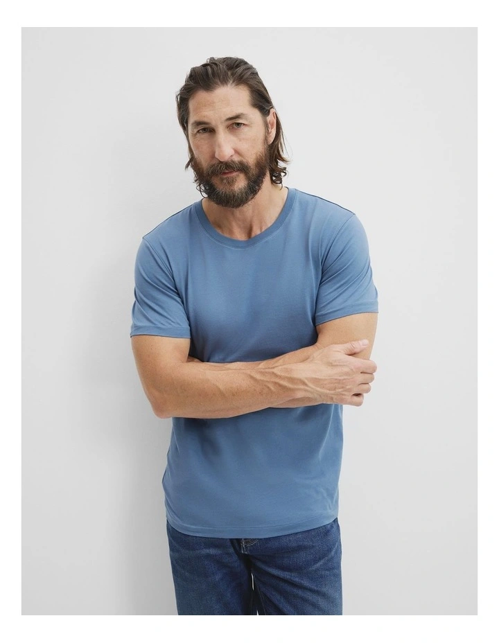 Pima Cotton Crew T-shirt in Denim Blue image 1