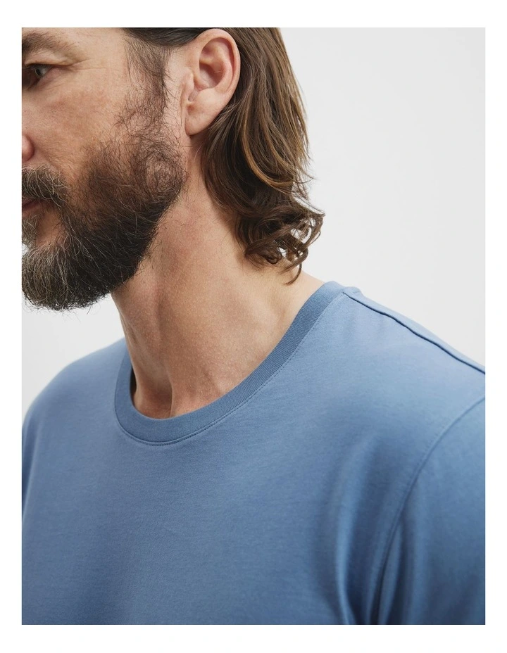 Pima Cotton Crew T-shirt in Denim Blue image 3