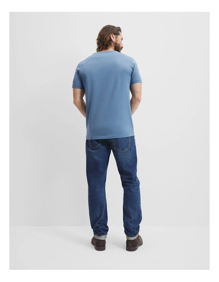 Pima Cotton Crew T-shirt in Denim Blue image 4