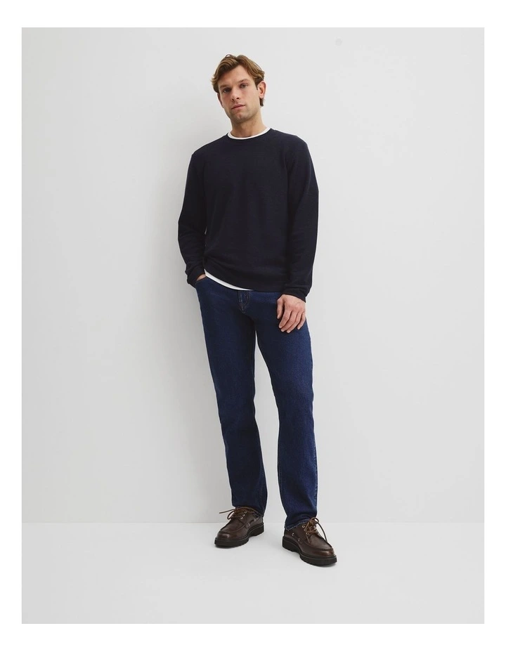 Australian Cotton Textured T-Shirt in Navy image 1