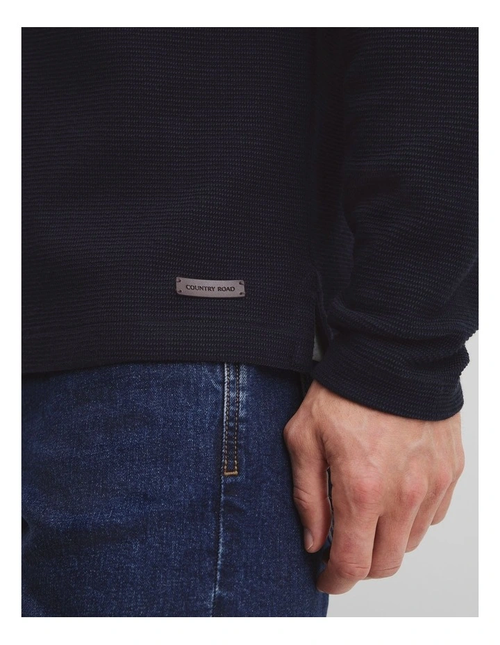 Australian Cotton Textured T-Shirt in Navy image 3