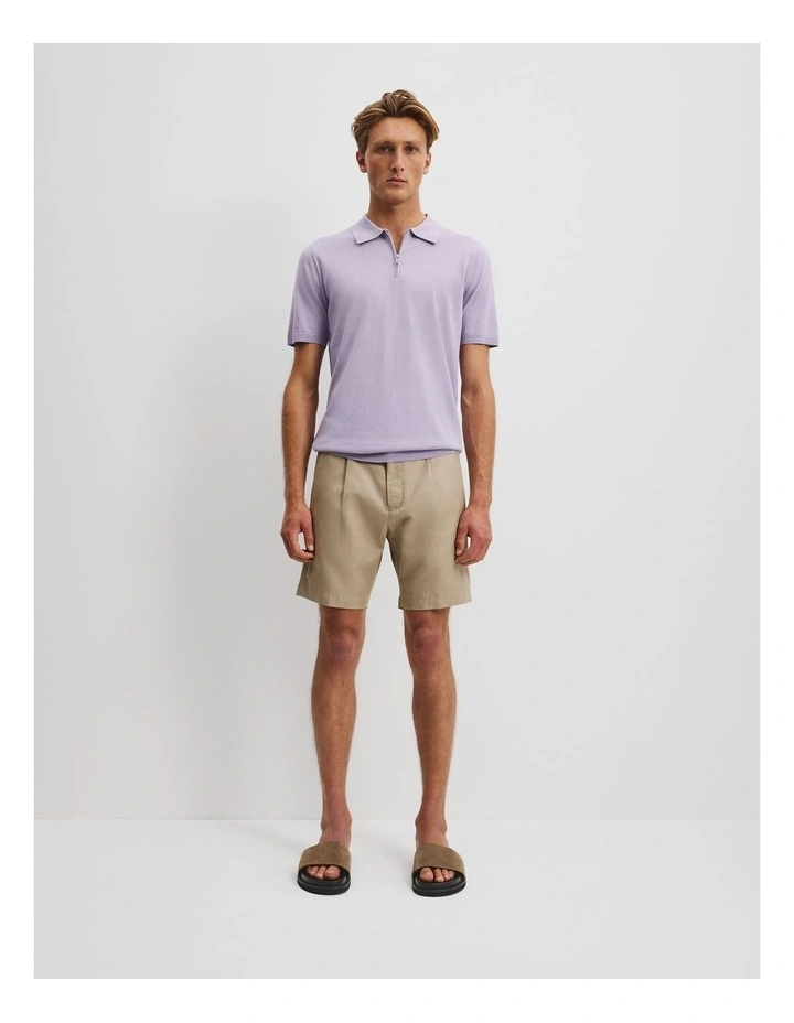 Cotton Silk Zip Knit Polo in Lavender image 1