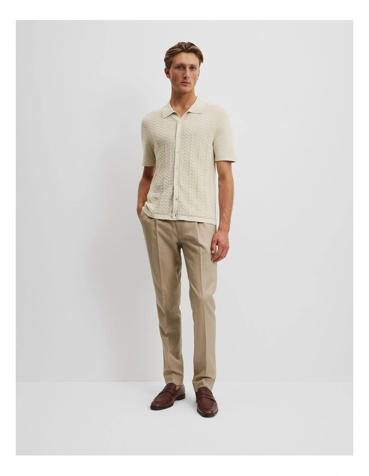 Cotton Silk Textured Knit Shirt in Stone image 2
