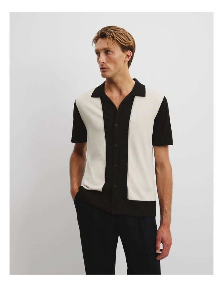 Cotton Silk Cotton Block Shirt in Black image 1