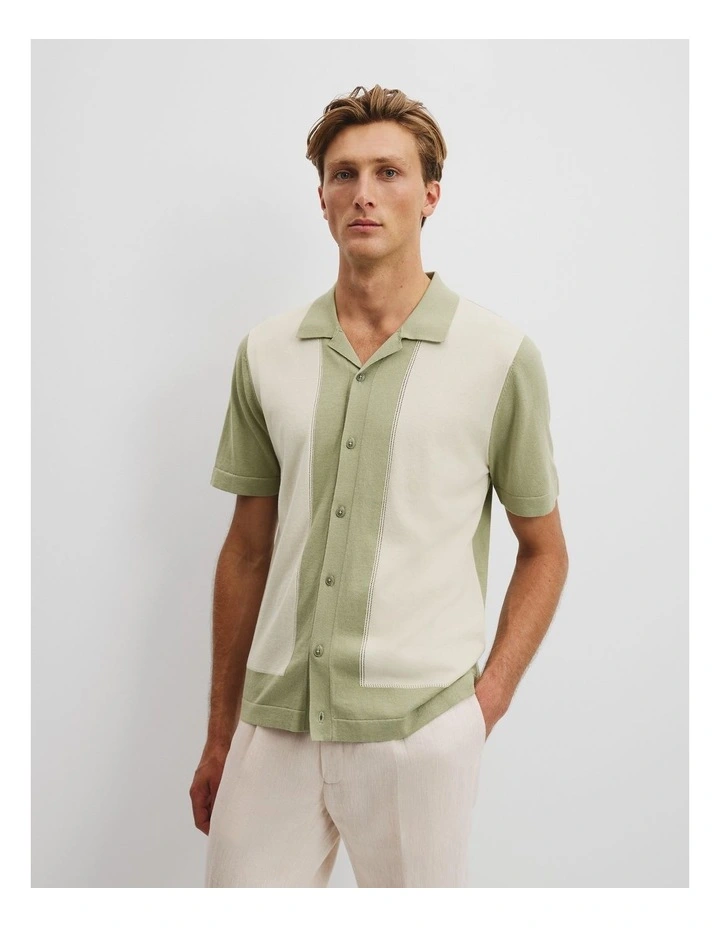 Cotton Silk Cotton Block Shirt in Pistachio image 1