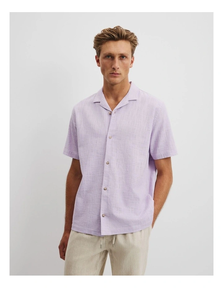 Short Sleeve Cotton Slub Shirt in Wisteria image 1