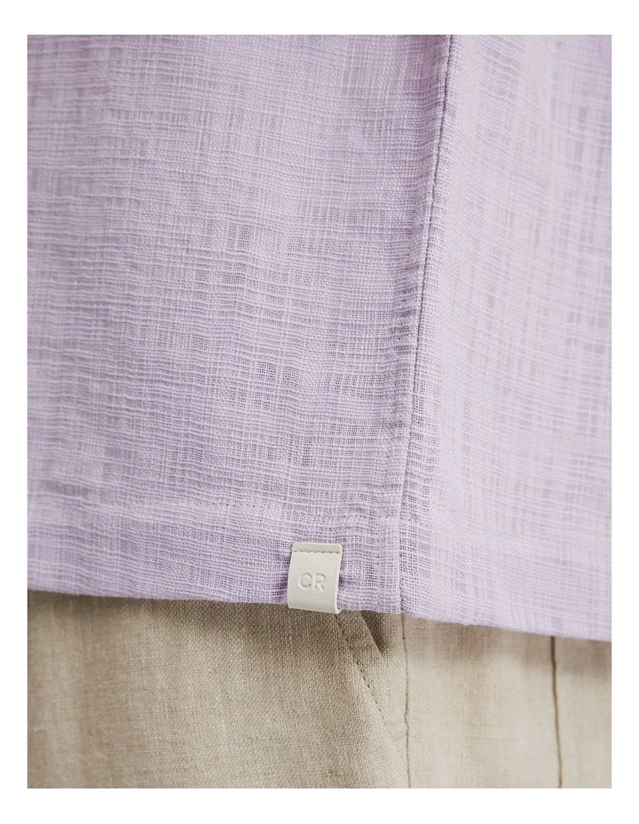 Short Sleeve Cotton Slub Shirt in Wisteria image 2