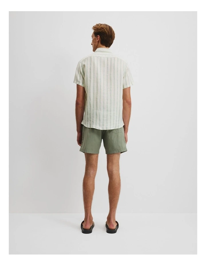 Regular Fit Organically Grown Linen Stripe Shirt in Sage image 4