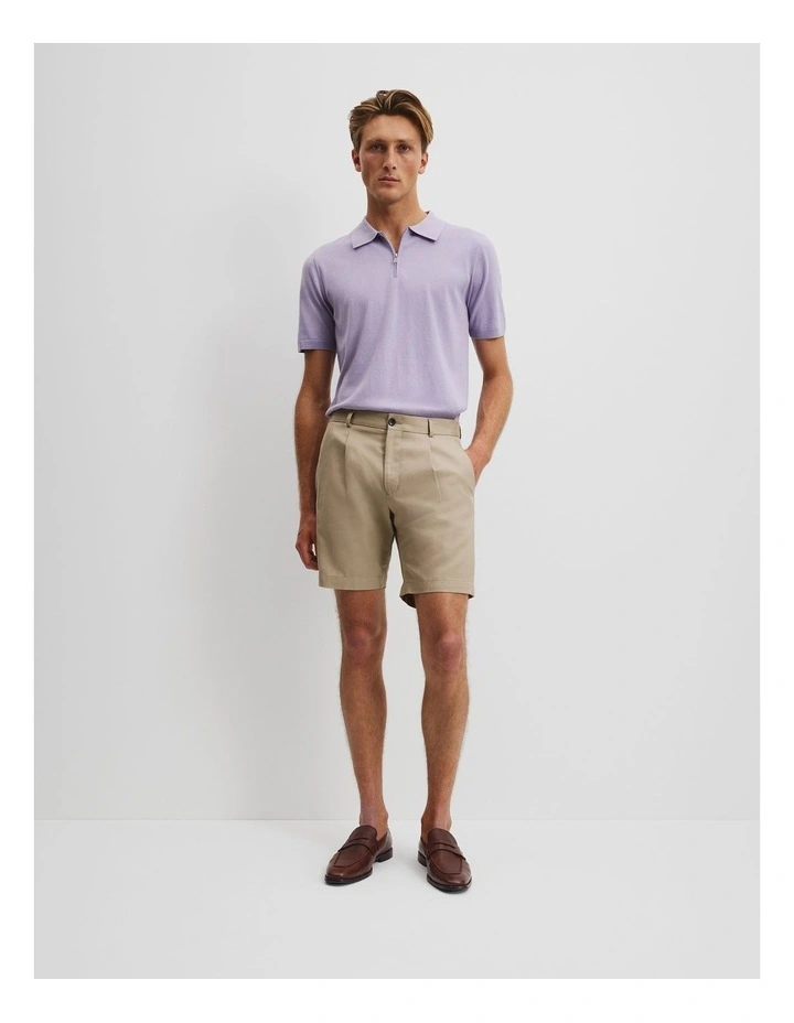 Tailored Cotton Linen Short in Mushroom image 1