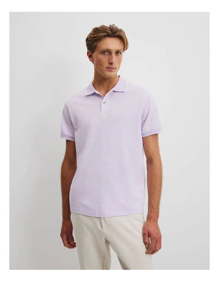 Australian Cotton Micro Textured Polo in Wisteria image 1
