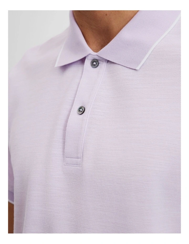 Australian Cotton Micro Textured Polo in Wisteria image 2