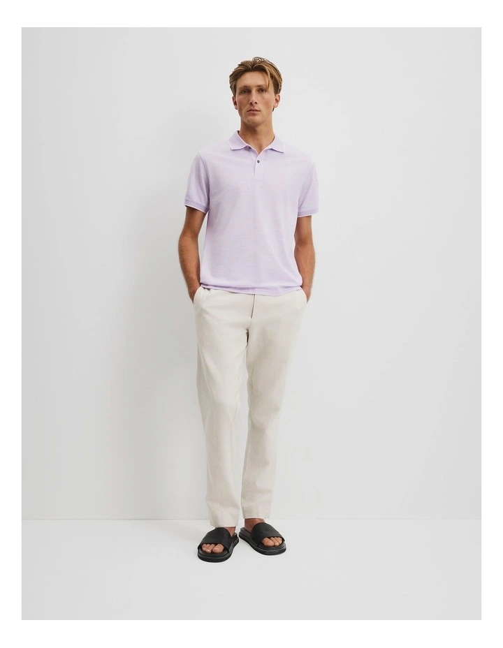 Australian Cotton Micro Textured Polo in Wisteria image 3