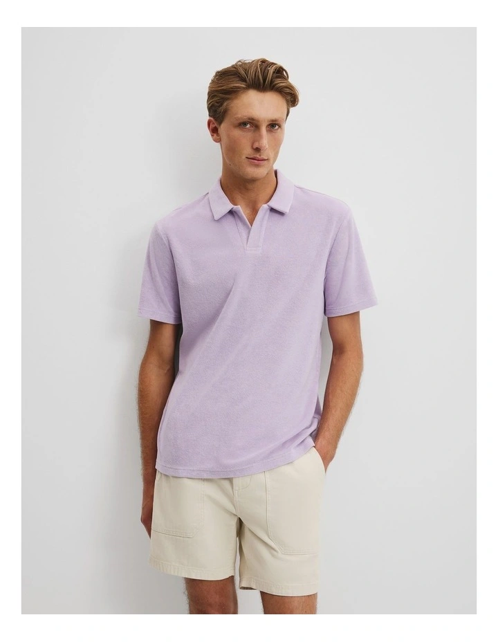 Australian Cotton Blend Terry Polo in Wisteria image 2