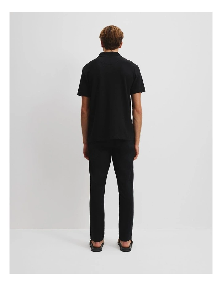 Australian Cotton Relaxed Waffle Polo in Black image 4